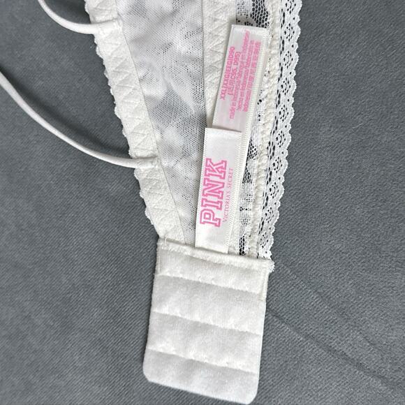 Victoria’s Secret Pink Lace Bralette Push Up Bra XXL Wire Free Padded White - Picture 7 of 7